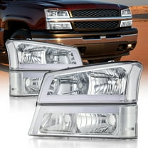 Bestco Chrome For 2003-2006 Chevy Silverado 1500-3500 Black Headlights Headlamps w/ LED DRL Pair