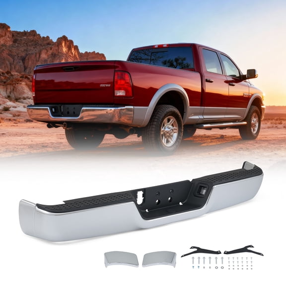 Bestco Chrome Rear Bumper For 2009-2018 Dodge Ram 1500 2500 3500 w/o Exhaust w/o Holes