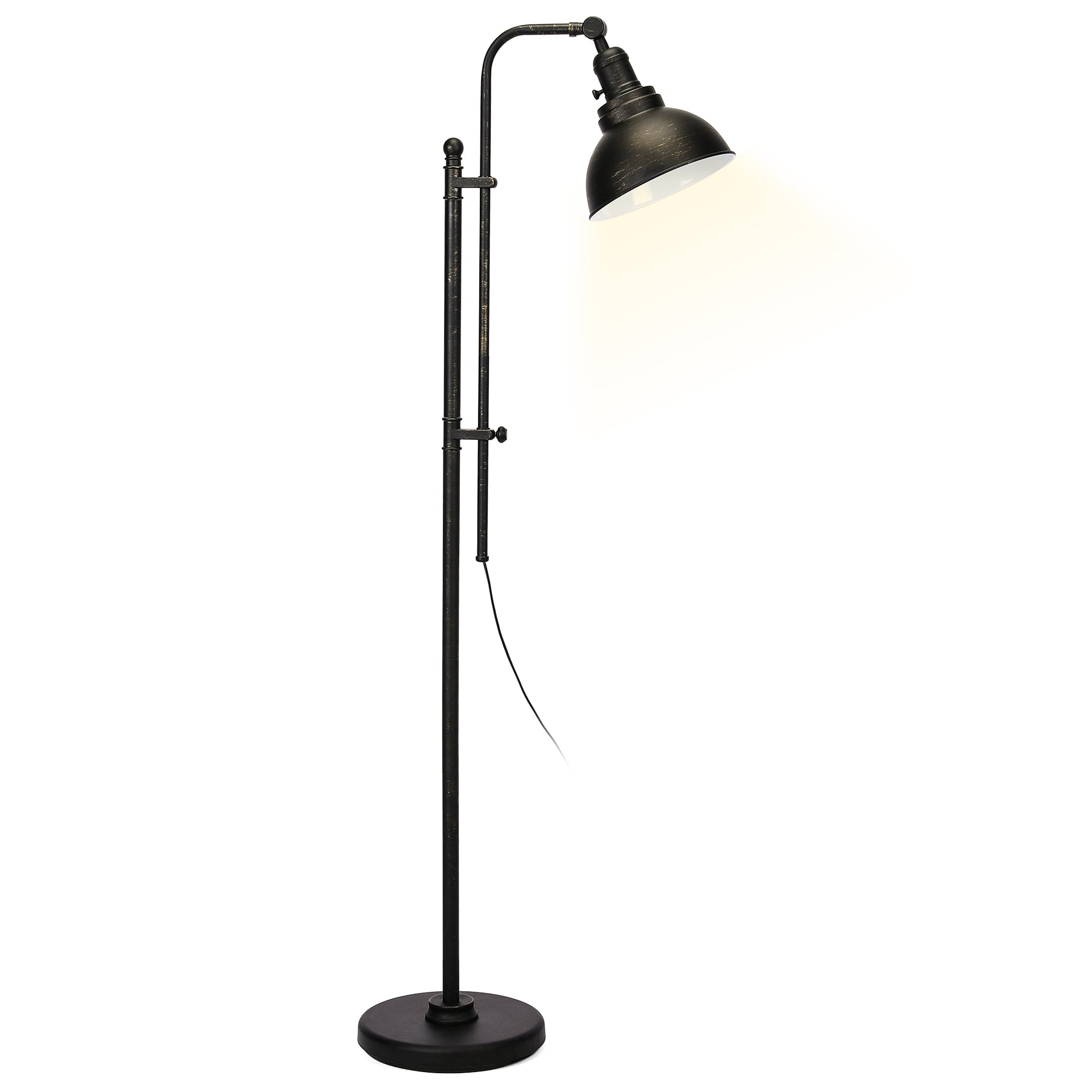 Bestco Classic Vintage Metal Floor Lamp, Rustic Reading Lamp, Adjustable Heights 24.75"-28.75"H