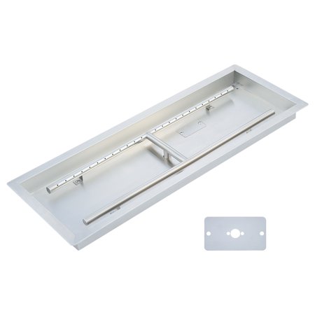 Bestco Drop-In Fire Pit Burner Pan Rectangular Outdoor Firepit Pan 32"x12" 130k BTUs