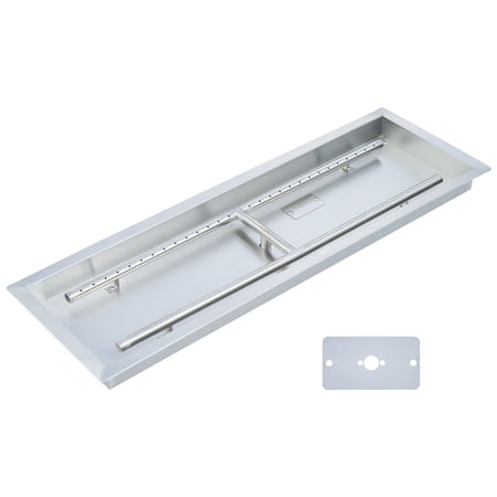 Bestco Drop-In Fire Pit Burner Pan Rectangular Outdoor Firepit Pan 36"x12" 150k BTUs