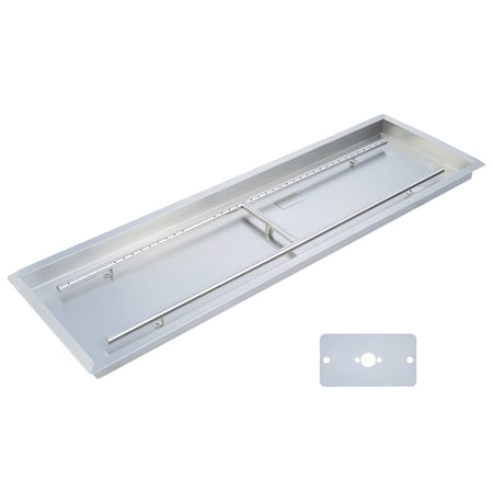 Bestco Drop-In Fire Pit Burner Pan Rectangular Outdoor Firepit Pan 50"x16" 190k BTUs
