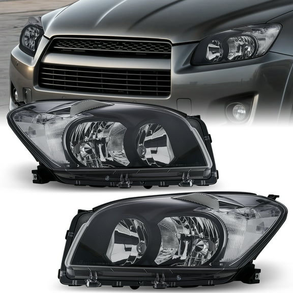 Bestco Headlights for 2009-2012 Toyota RAV4 Left Right Pair Black Clear Headlamps