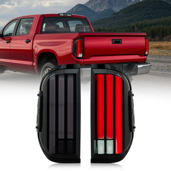Bestco LED Taillights for 14-21 Toyota Tundra  with Sequential Turn Signal Lamps Full Black Smoke
