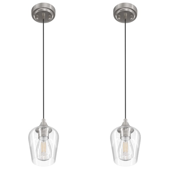 Bestco Pendant Light Fixtures with Adjustable Height for Kitchen Island Dining Room 2 Packs Brushed Nickel