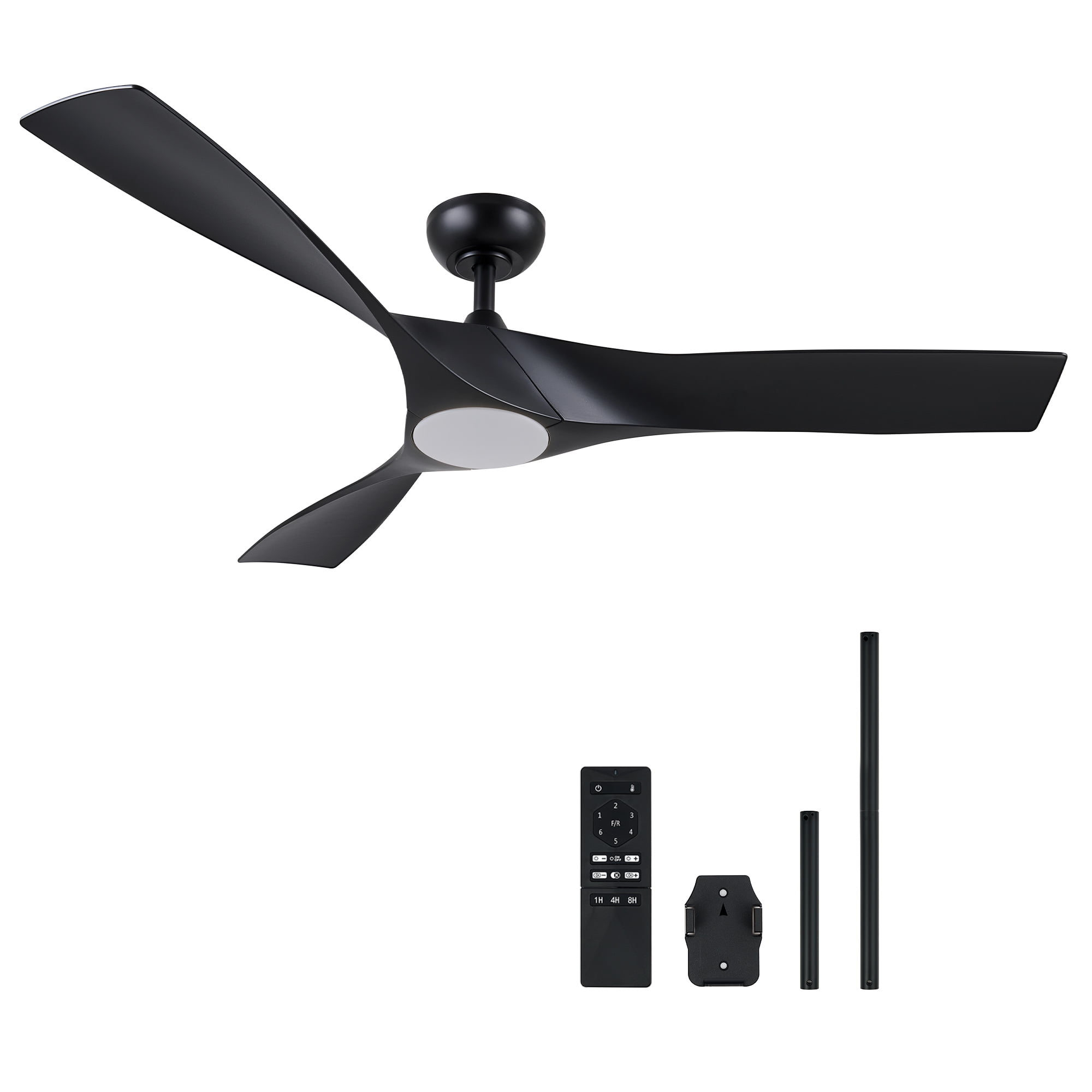 52'' Black Indoor Ceiling Fan with LED Light and Remote