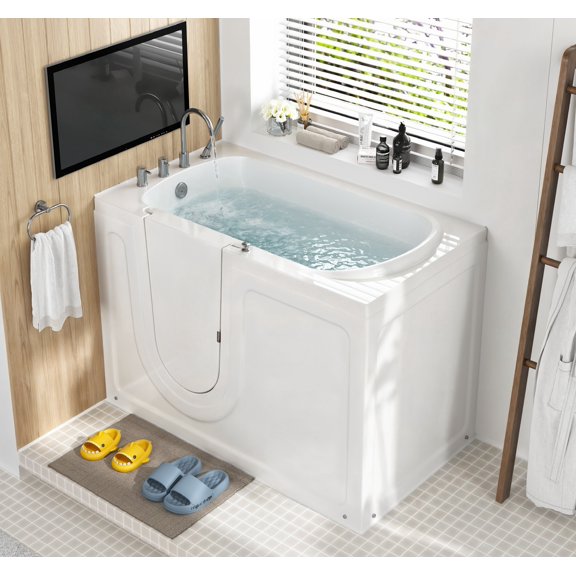 Bestco Walk-In Tub 52"x30" for Seniors with Left Side Inswing Door & Handheld Shower