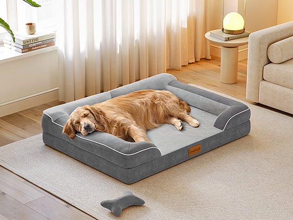 Bestco XL Orthopedic Dog Bed 42" Waterproof Dog Sofa Bed with Removable Washable Cover Dark Gray