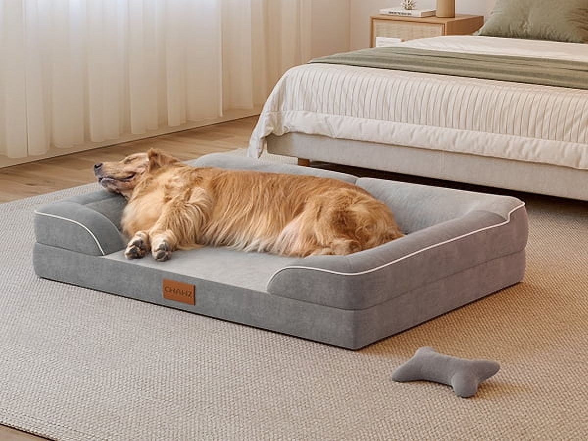 Bestco XL Orthopedic Dog Bed 42" Waterproof Dog Sofa Bed with Removable Washable Cover Light Gray