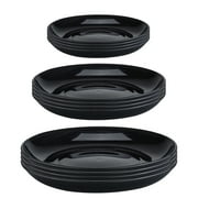 Bestdin 12 Pack Dinner Plates Set Black Dinnerware, Reuseable BPA-Free Dinner Plates, Salad Plates, Dessert Plates, 3 Size Lightweight Unbreakable Plates, Microwave and Dishwasher Safe