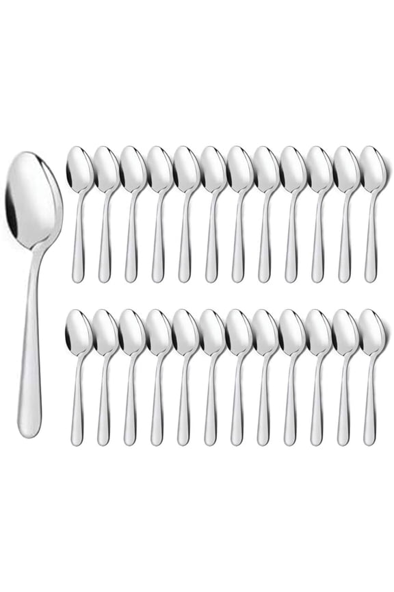 24 Pieces Dinner Spoons,6.7" Food Grade Stainless Steel Spoons Silverware, Mirror Polished Table Spoon Use for Home Kitchen Restaurant, Kitchen Essential Dinner Spoons, Dishwasher Safe