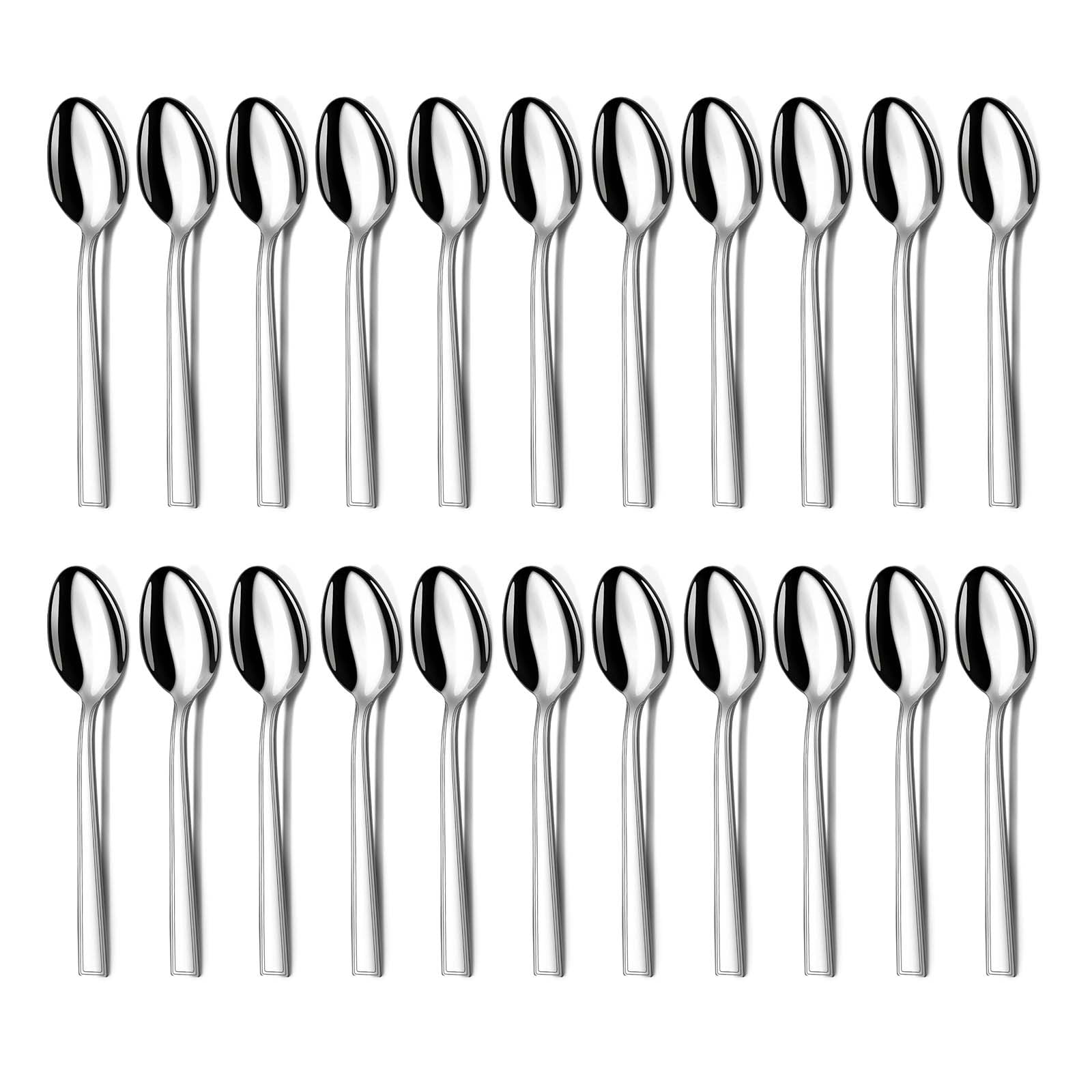 Dinner Spoons Set of 6, E-far 7.9 Inch Stainless Steel Soup Spoons  Tablespoons for Home, Kitchen or Restaurant, Non-toxic & Mirror Polished,  Squared