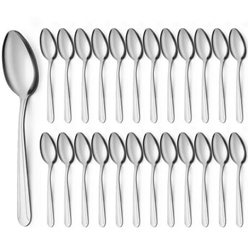 Bestdin 24 Pieces Dinner Spoons Set, 8" Stainless Steel Pattern Design Silverware Spoons, Mirror Polished Tablespoons, Dishwasher Safe, Silver Spoons For Home, Kitchen or Restaurant
