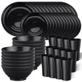 thumbnail image 1 of Bestdin 48 Pieces Dinnerware Sets,Wheat Straw Unbreakable Plate and Bowls Set for 12,Microwave Dishwasher Safe,Reusable Plastic Dinnerware,Black Set 24pcs Plates, 12pcs Bowls, 12pcs Cups, 1 of 6
