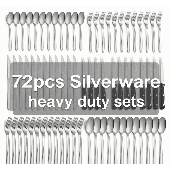 Bestdin 72 Piece Silverware Set, Cutlery Set for 12, Flatware Sets with Steak Knives, Food Grade Stainless Steel Tableware Set, Use for Home Kitchen Restaurant Hotel, Dishwasher Safe, Mirror Polished