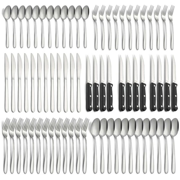 Bestdin 72 Piece Silverware Set, Cutlery Set for 12, Flatware Sets with Steak Knives, Food Grade Stainless Steel Tableware Set, Use for Home Kitchen Restaurant Hotel, Dishwasher Safe, Mirror Polished