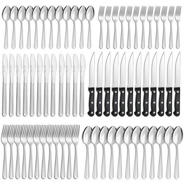 Bestdin 72 Pieces Silverware Set with Steak Knives, Stainless Steel Pattern Design Cutlery Set for 12, Flatware Set Mirror Polished, Tableware Set for Home Kitchen Restaurant Hotel, Dishwasher Safe
