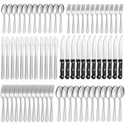 Bestdin 72 Pieces Silverware Set with Steak Knives, Stainless Steel Pattern Design Cutlery Set for 12, Flatware Set Mirror Polished, Tableware Set for Home Kitchen Restaurant Hotel, Dishwasher Safe