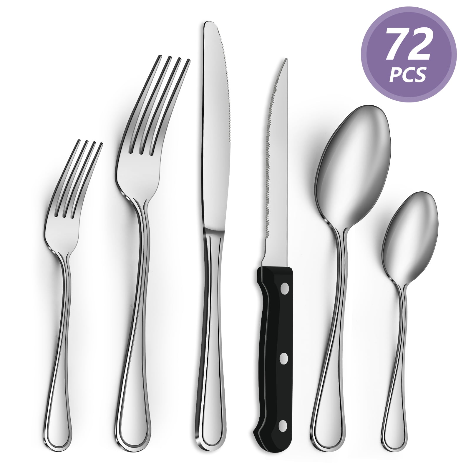 Bestdin 72-Piece Stainless Steel Flatware Set – Elegant Design