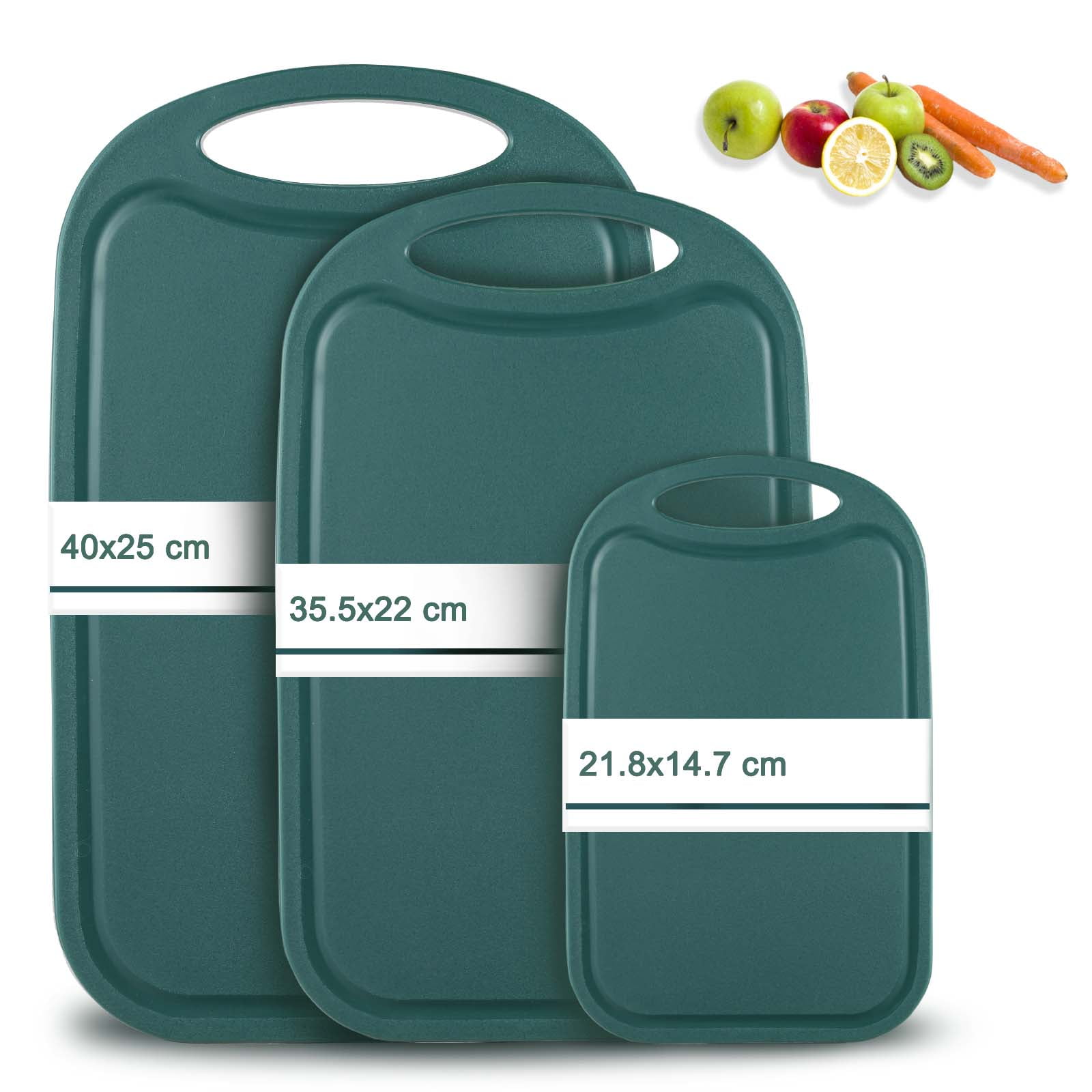 Bestdin Cutting Boards Set, 3 Pieces BPA Free Chopping Board, Plastic Cutting Board with Easy