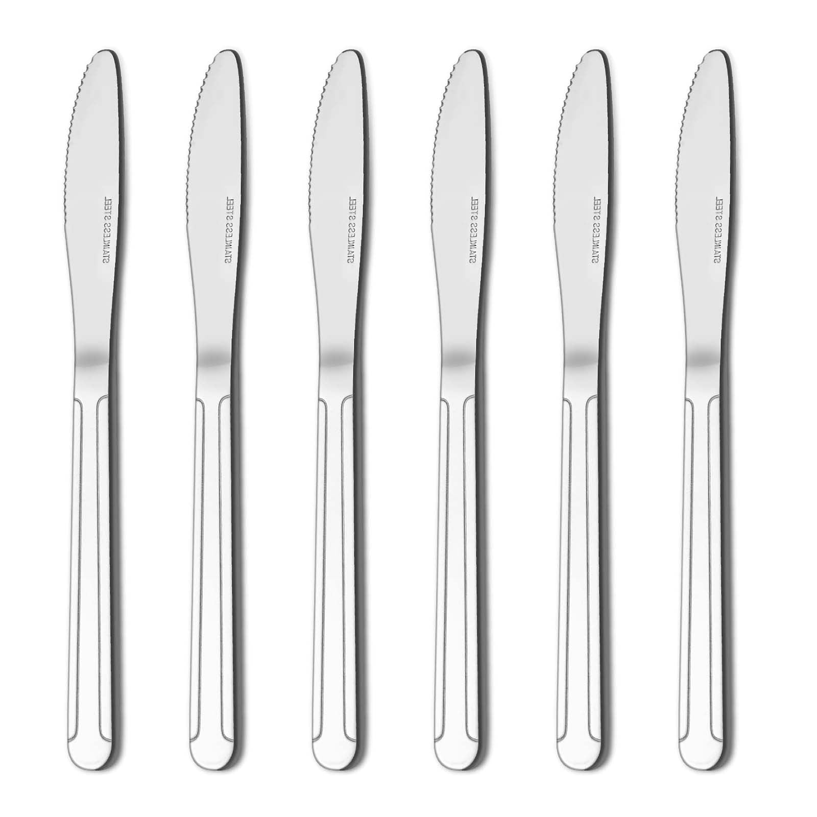 Bestdin 24Piece 8inch Stainless Steel Dinner Knife Set, Pattern