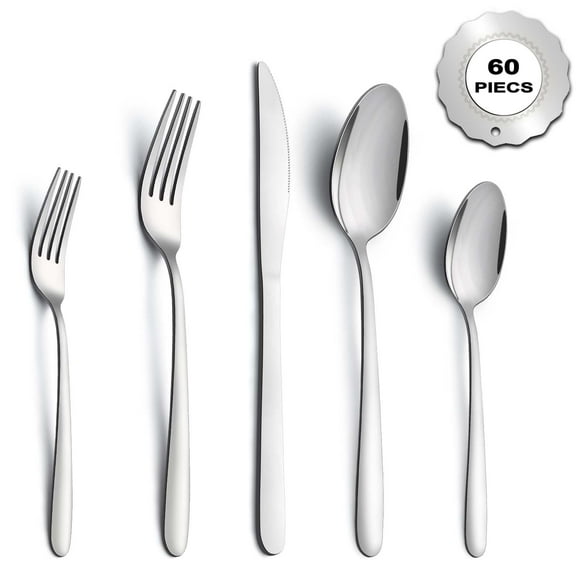 Bestdin Silverware Set, 60 Pieces Stainless Steel Flatware Set for 12, Include Fork Knife Spoon Set, Mirror Polished, Dishwasher Safe, Cutlery Set for Home Kitchen Restaurant