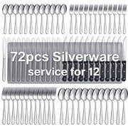 Bestdin Silverware Set with Steak Knives 72 pieces,Silverware Stainless Steel Cutlery Set for 12, Flatware Set Mirror Polished, Tableware Set for Home Kitchen Restaurant Hotel, Dishwasher Safe