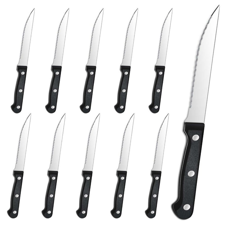 Basic Essentials BE Stainless Steel Knife Set of 4 Black Serrated 4.5