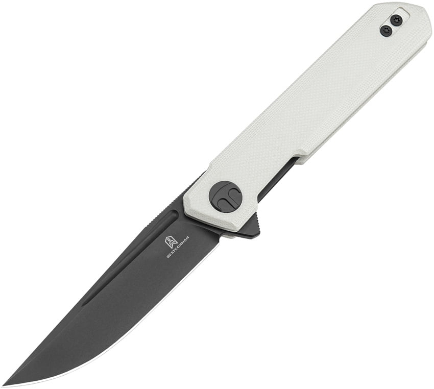 Bestech Knives BMK03H Mini Dundee 3" D2 Steel Blade White Handle Folding Knife
