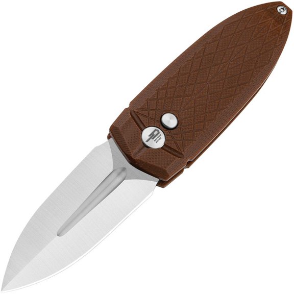 Bestech Knives Ququ Button Lock G10 Brown 14C28N