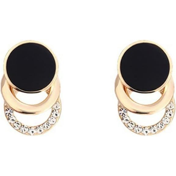 Earrings for Women, Ear Studs Multi-layer 3 Round Rings Black Circle Gift Fashion Jewelry Sparkling Women Earrings for Daily