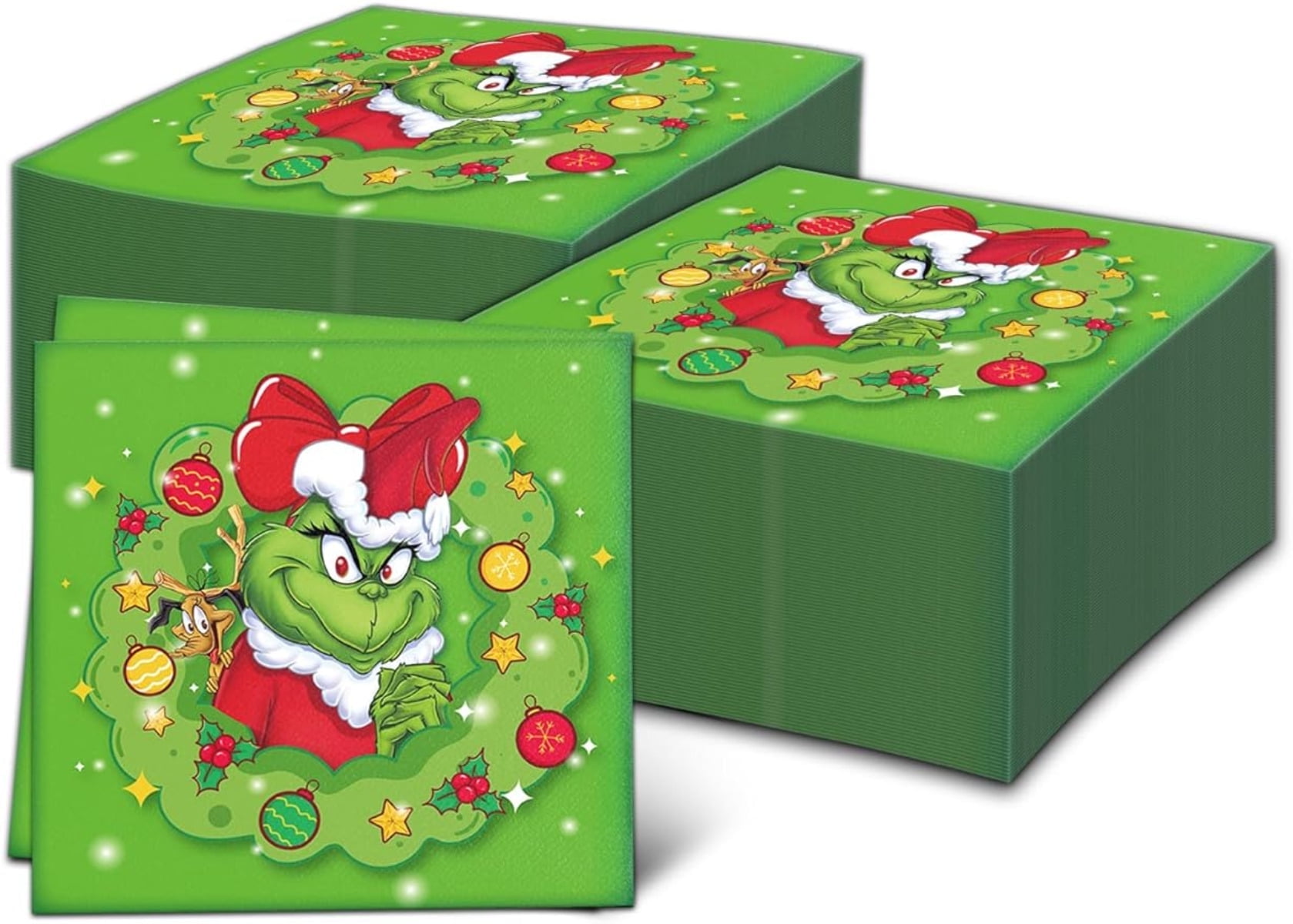 6.7in 100 Count Grinch Napkin Disposable Dinner Christmas