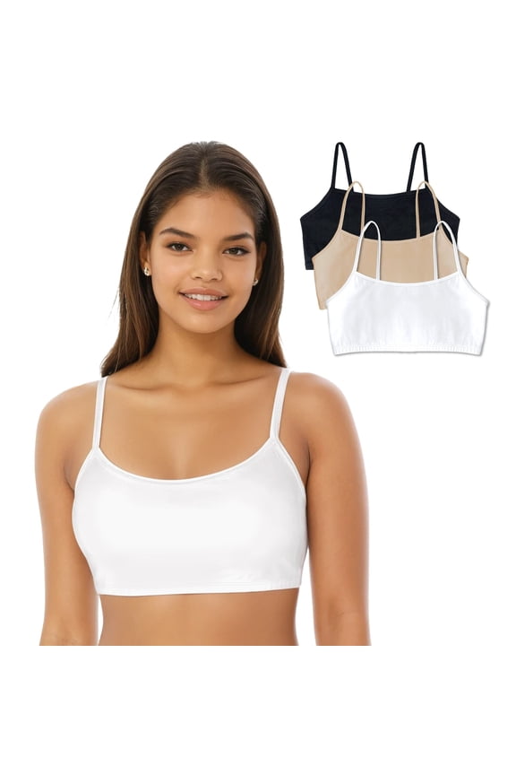 5009036 Tank Style Spaghetti Strap Cotton Pullover Sports Bra - 3 Pack