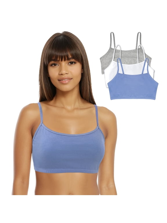 5009036 Tank Style Spaghetti Strap Cotton Pullover Sports Bra - 3 Pack