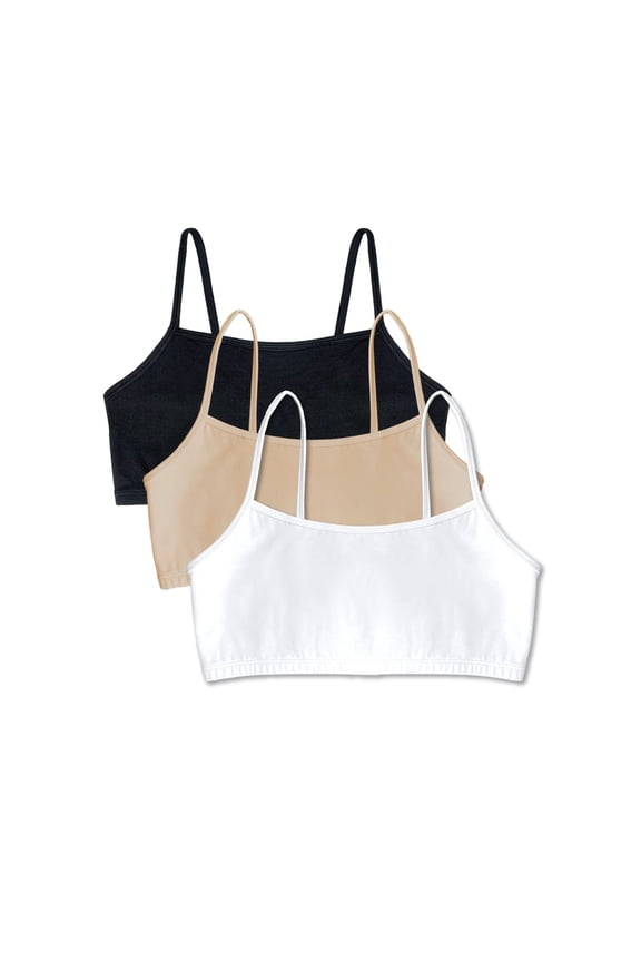 5009036 Tank Style Spaghetti Strap Cotton Pullover Sports Bra - 3 Pack