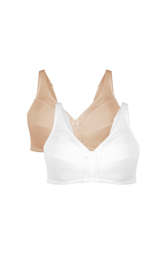 Comfortable Wireless Cotton Bra with Unlined Seamed Cups, 2 Pack 5006825P