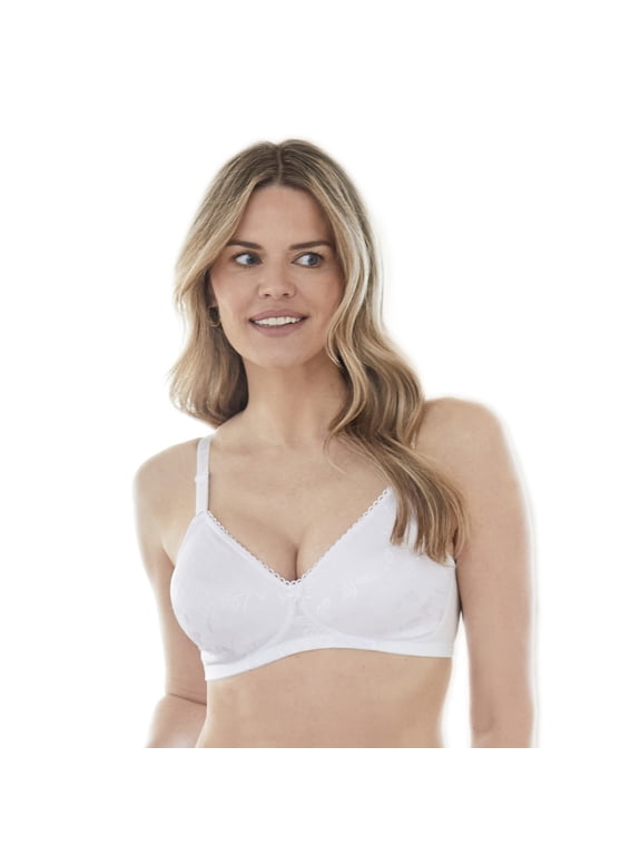 Womens Bestform 5006222 Floral Jacquard Wireless Soft Cup Bra with Lightly Lined Cups (White 36B)