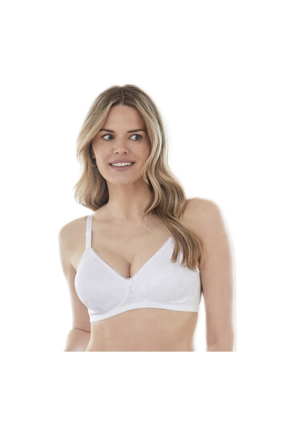 5006222 Floral Jacquard Wireless Soft Cup Bra with Lightly-Lined Cups