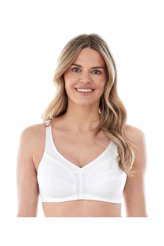 5006825 Comfortable Wireless Cotton Bra with Unlined Seamed Cups