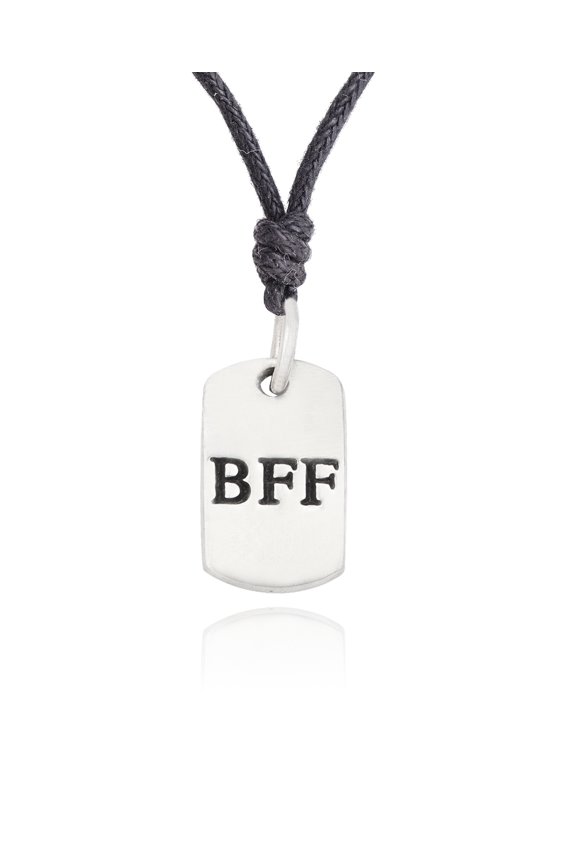 Bestfriends Forever Silver Pewter Charm Necklace Pendant Jewelry With Cotton Cord