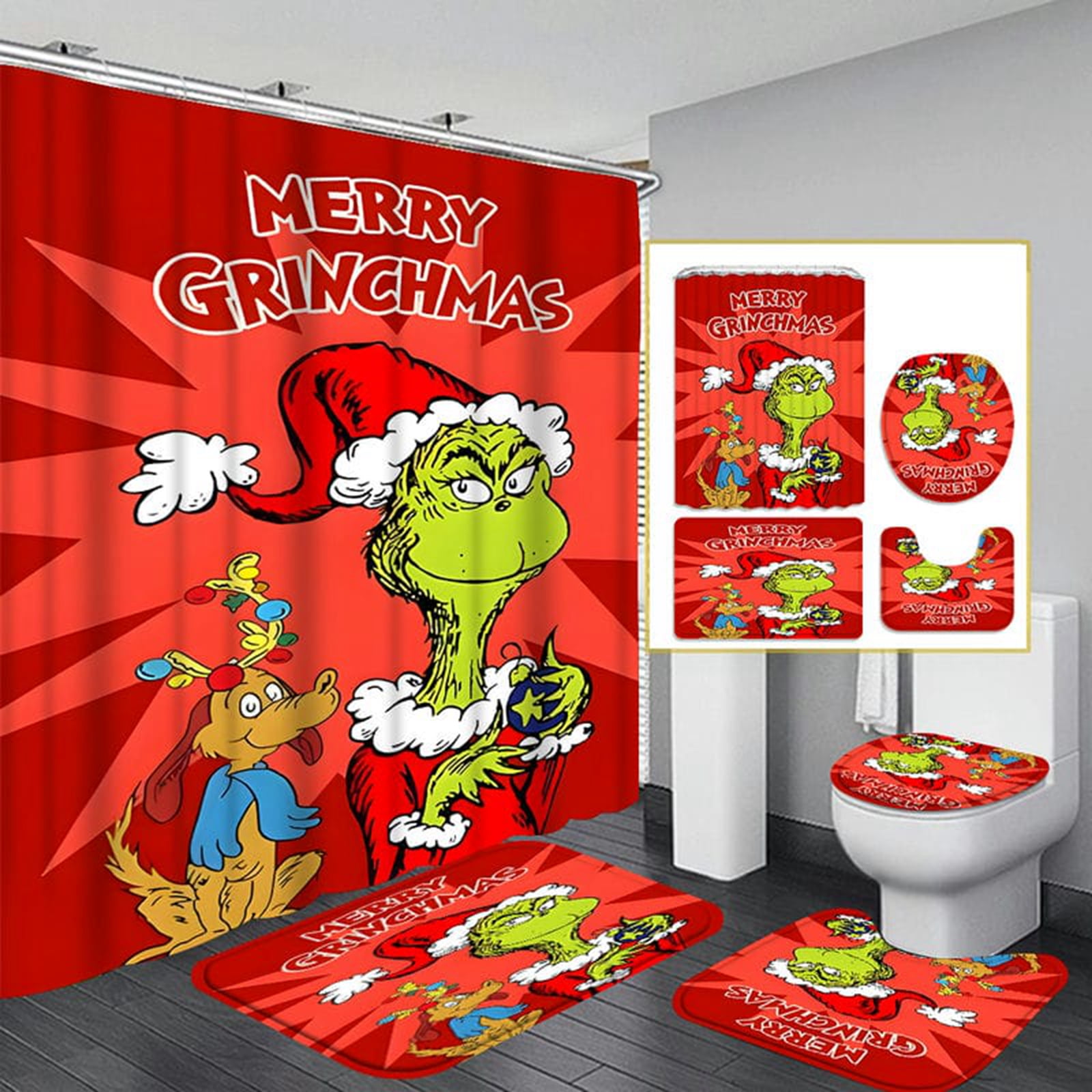 Grinch Shower Curtain Set