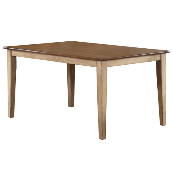 Simply Brook 60 in. Rectangle Distressed Two Tone Light Creamy Wheat with Warm Pecan Brown Wood Dining Table (Seats 7)