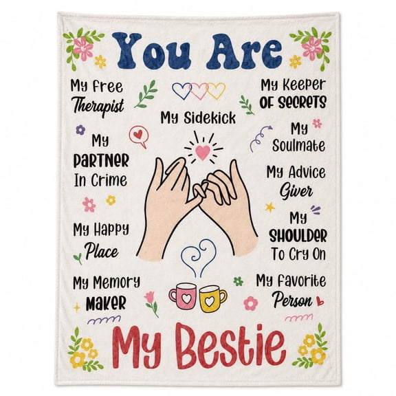Bestie Blanket Gift for Women — You Are My Bestie Fleece Throw, Best Friend Sister Birthday Mother's Day Gift, 4 Sizes