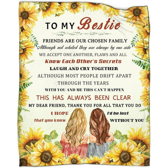 to My Bestie Blanket for Women Ultra Soft Flannel Throw Blanket for Sister Girls BFF for Sofa Bed Friendship Gift for Friends Birthday Anniversary 50 x 60 Inch