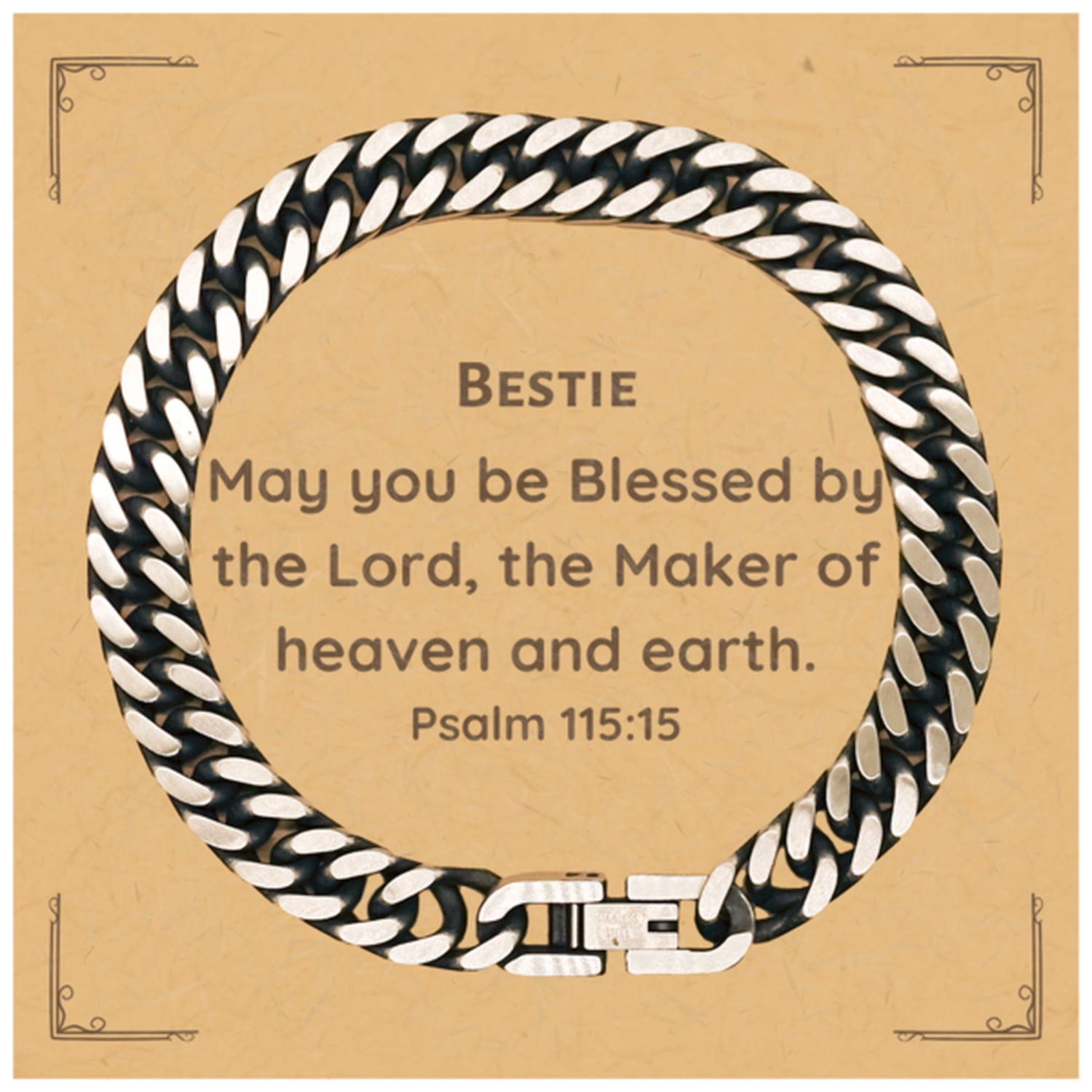 Unique Bless Bestie Cuban Link Chain Bracelet - Unique Engraved Gift for Friendship ...