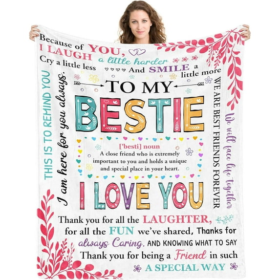 Bestie Gift for Women, Bestie Birthday Gifts for Women, Bestie Blanket, Best Friend Birthday Gifts for Women, Bestie Gifts, Birthday Gift for Best Friend Woman (50 * 60inch)