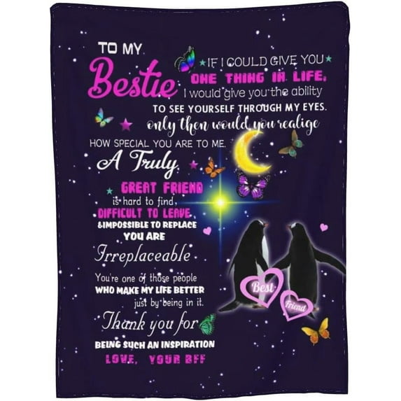 Bestie Gifts to My Bestie Blanket, Best Friend Birthday Gifts for Women Bestie Sister, Teen Girls Long Distance Friendship Gift, Gift for Her Throw Blankets 50''''x60''''