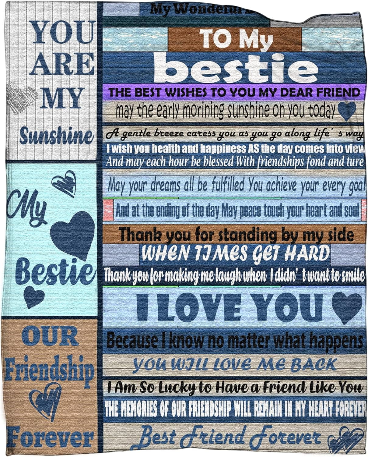 Bestie Gifts to My Bestie Blanket Best Friend Christmas Birthday Gift for Women Sister Girls Custom Long Distance Friendship Present for her Ultra Soft Throws Blankets 60 inchx50 inch