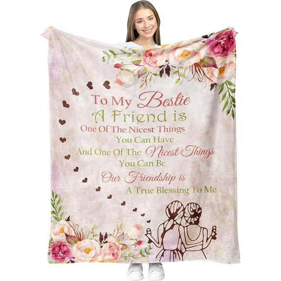 Bestie Gifts to My Bestie Blanket Birthday Gifts for Women Bestie Sister Teen Girls Long Distance Friendship Gift Christmas or Valentines Gift for Her Throw Blankets 60 x 50 inch