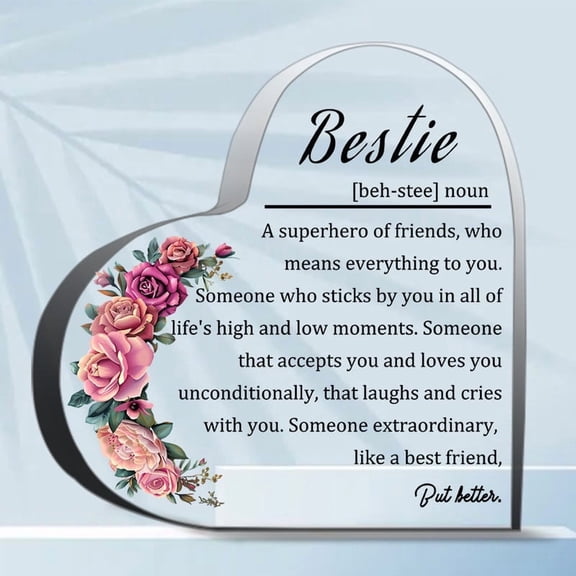 Bestie Gifts For Women Friend Birthday Christmas Friendship Gifts For Soul Sister Best Friend Best E Gifts For Women Men,Acrylic Heart Keepsake
